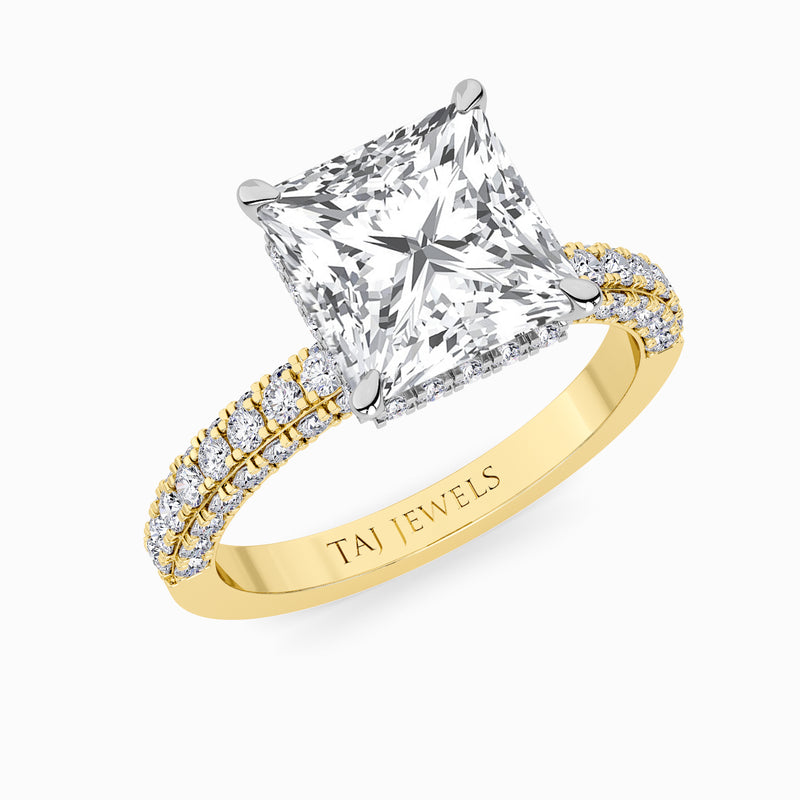 Princess Cut 3D Pave Lab Diamond Engagement Ring (Floating Head) (1ct+)