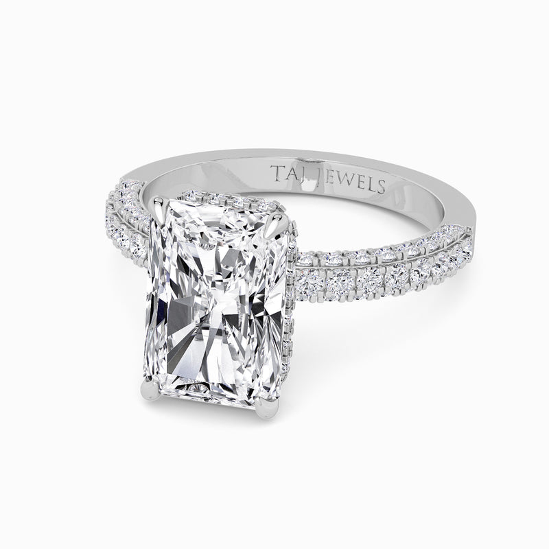 Radiant Cut 3D Pave Lab Diamond Engagement Ring (Floating Head) (1ct+)