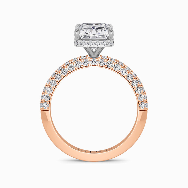 Radiant Cut 3D Pave Lab Diamond Engagement Ring (Floating Head) (1ct+)