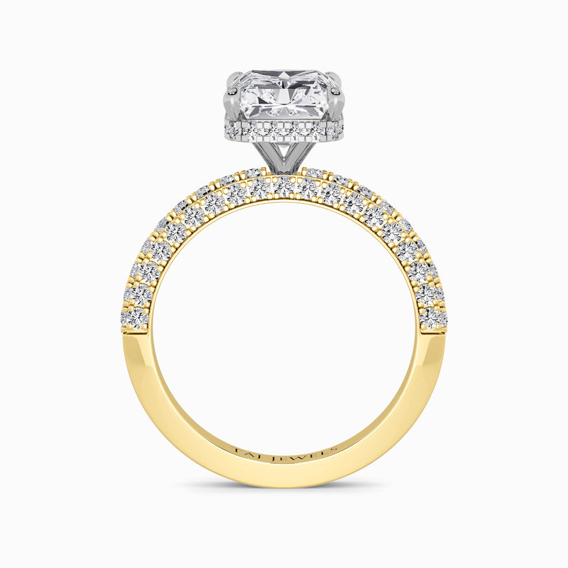 Radiant Cut 3D Pave Lab Diamond Engagement Ring (Floating Head) (1ct+)