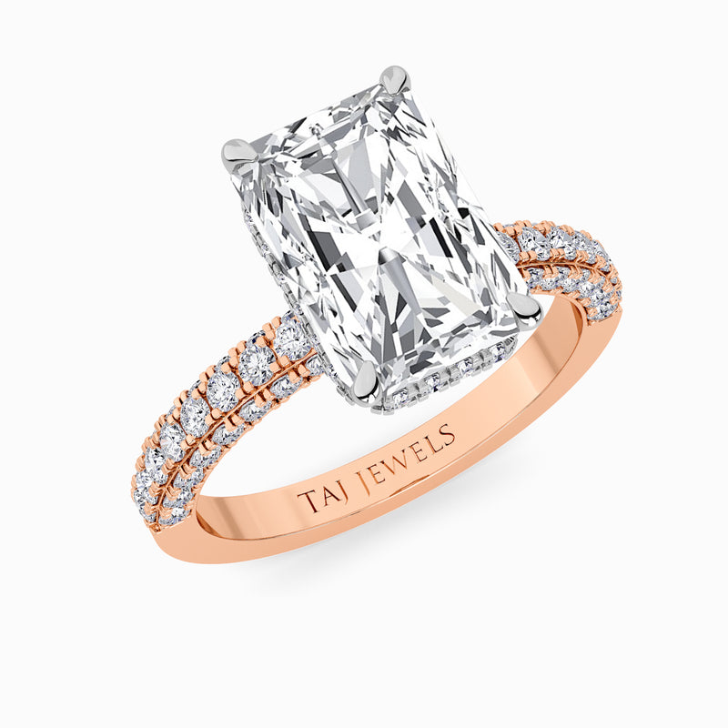 Radiant Cut 3D Pave Lab Diamond Engagement Ring (Floating Head) (1ct+)