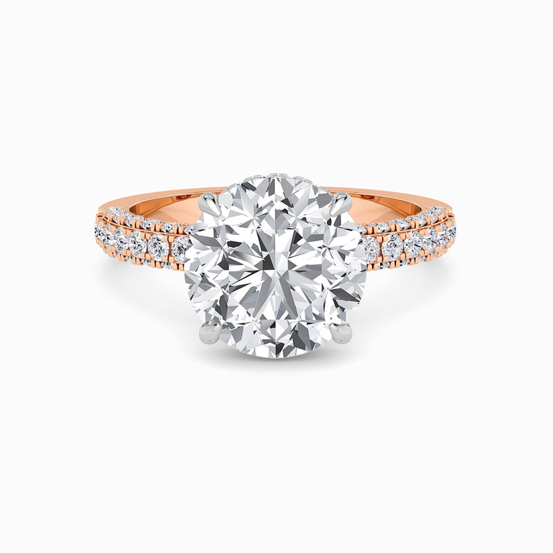 Round Brilliant Cut 3D Pave Lab Diamond Engagement Ring (Floating Head) (1ct+)