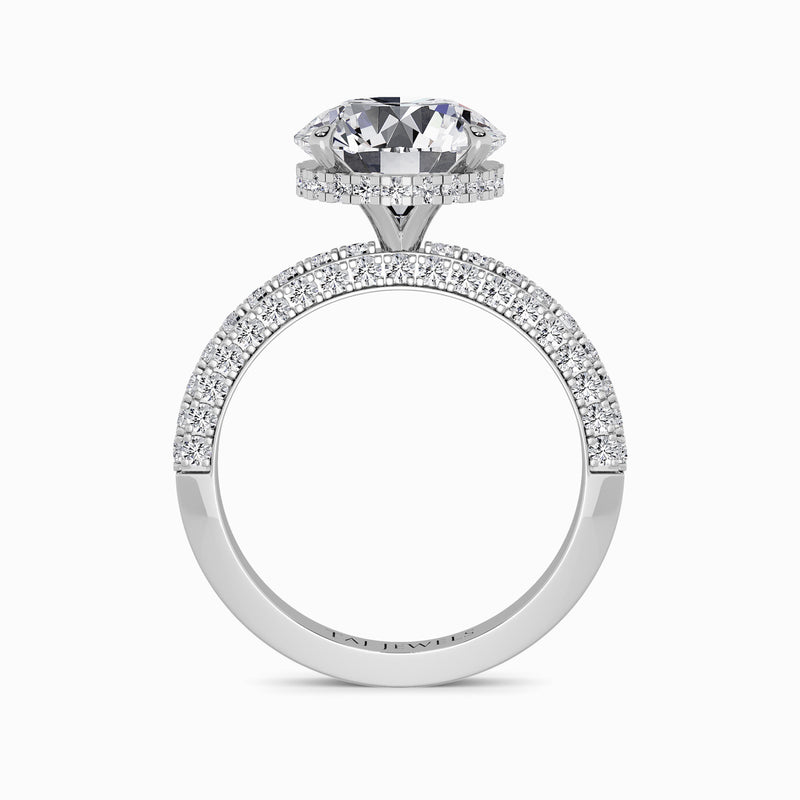 Round Brilliant Cut 3D Pave Lab Diamond Engagement Ring (Floating Head) (1ct+)