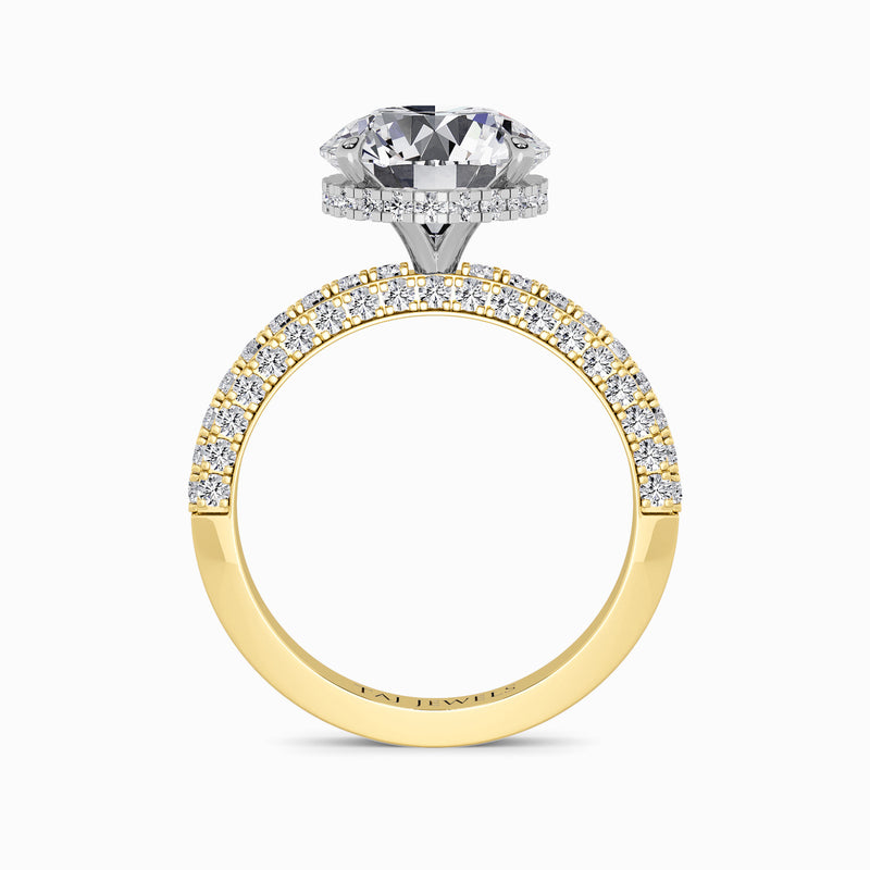 Round Brilliant Cut 3D Pave Lab Diamond Engagement Ring (Floating Head) (1ct+)