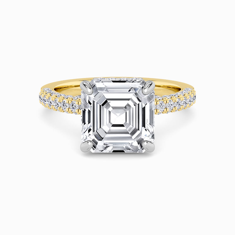 Asscher Cut 3D Pave Double Hidden Halo Lab Diamond Engagement Ring (1ct+)