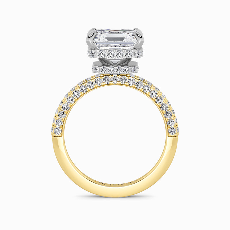 Asscher Cut 3D Pave Double Hidden Halo Lab Diamond Engagement Ring (1ct+)