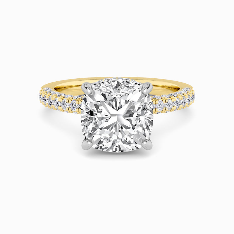 Cushion Cut 3D Pave Double Hidden Halo Lab Diamond Engagement Ring (1ct+)