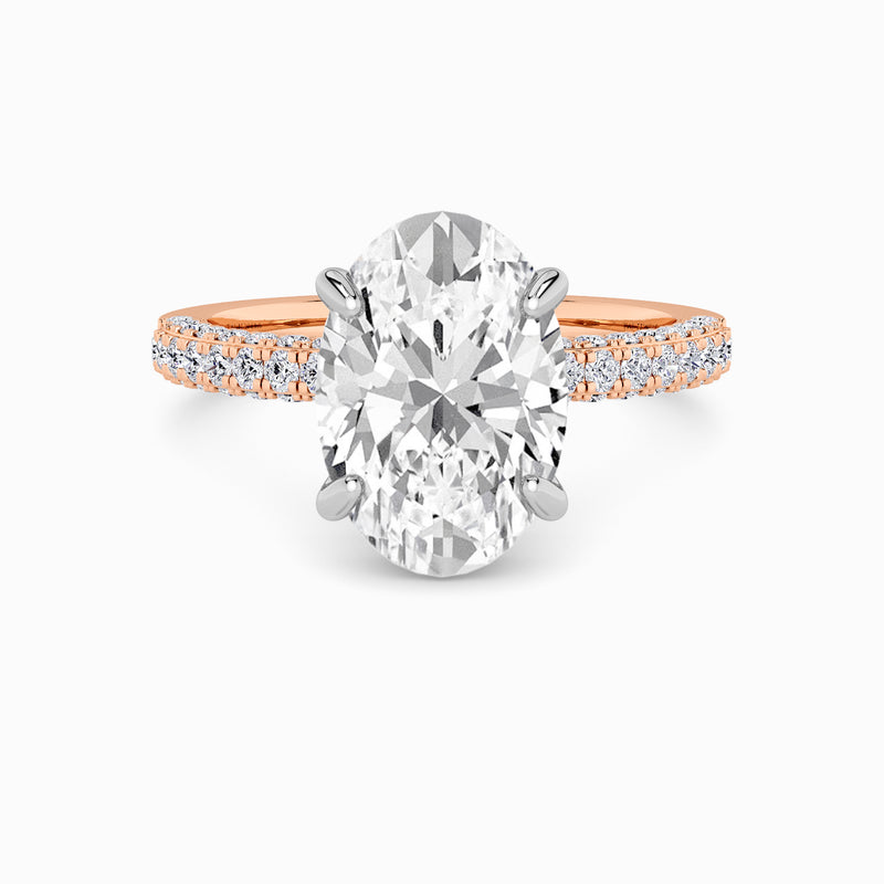 Oval Brilliant Cut 3D Pave Double Hidden Halo Lab Diamond Engagement Ring (1ct+)