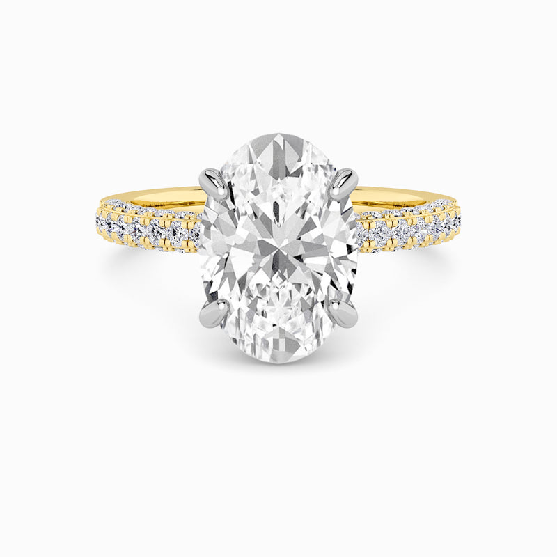 Oval Brilliant Cut 3D Pave Double Hidden Halo Lab Diamond Engagement Ring (1ct+)