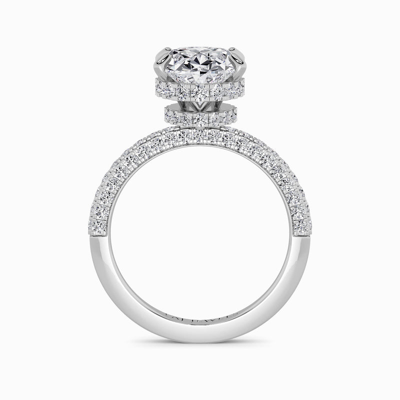 Oval Brilliant Cut 3D Pave Double Hidden Halo Lab Diamond Engagement Ring (1ct+)