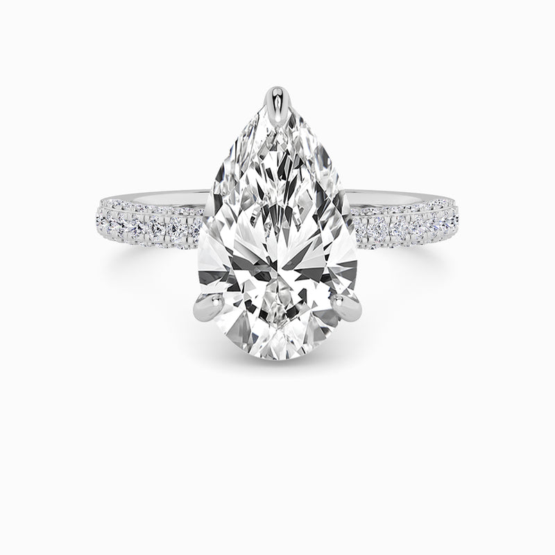 Pear Brilliant Cut 3D Pave Double Hidden Halo Lab Diamond Engagement Ring (1ct+)