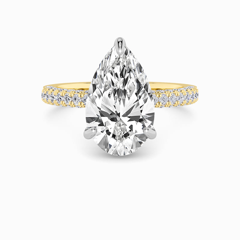 Pear Brilliant Cut 3D Pave Double Hidden Halo Lab Diamond Engagement Ring (1ct+)