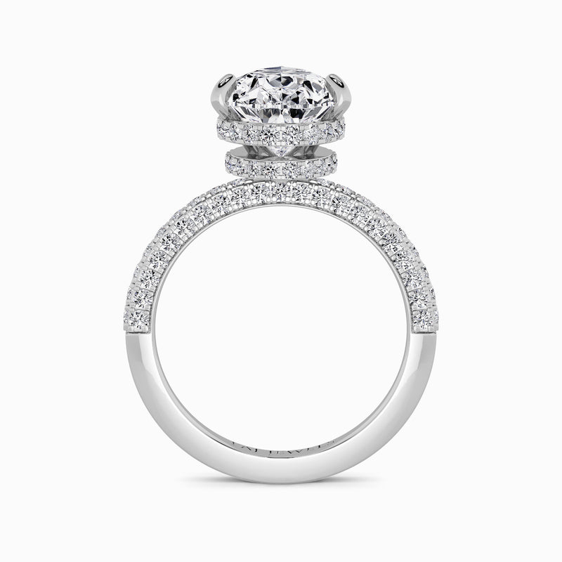 Pear Brilliant Cut 3D Pave Double Hidden Halo Lab Diamond Engagement Ring (1ct+)