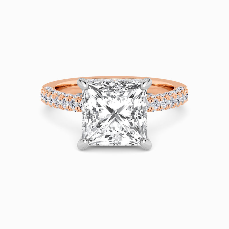 Princess Cut 3D Pave Double Hidden Halo Lab Diamond Engagement Ring (1ct+)