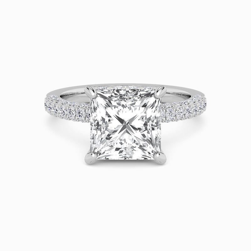 Princess Cut 3D Pave Double Hidden Halo Lab Diamond Engagement Ring (1ct+)