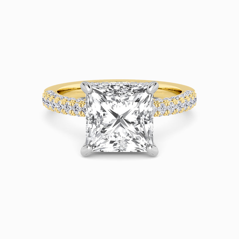 Princess Cut 3D Pave Double Hidden Halo Lab Diamond Engagement Ring (1ct+)