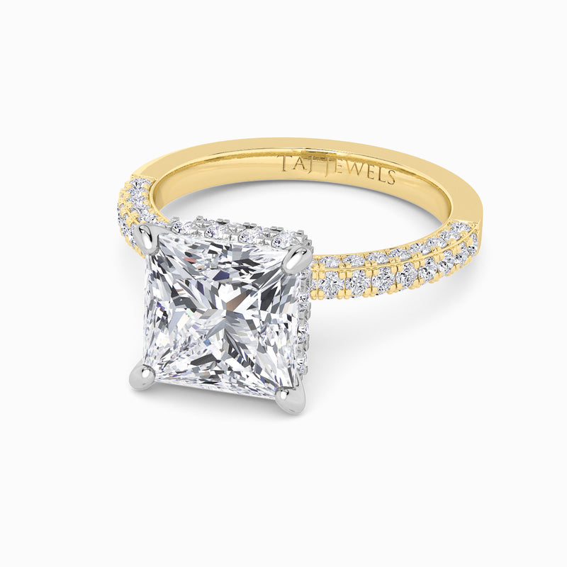 Princess Cut 3D Pave Double Hidden Halo Lab Diamond Engagement Ring (1ct+)