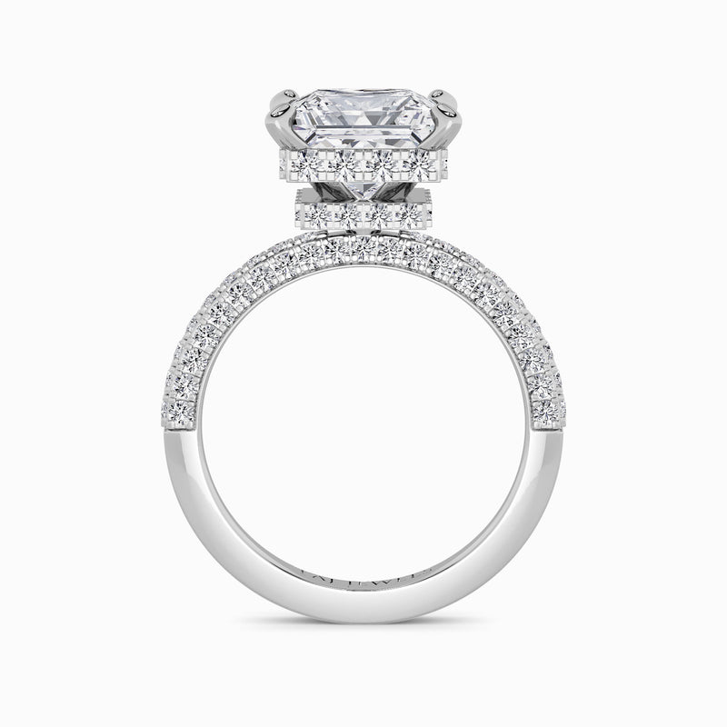 Princess Cut 3D Pave Double Hidden Halo Lab Diamond Engagement Ring (1ct+)