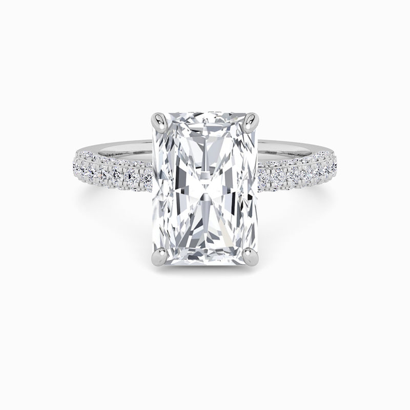 Radiant Cut 3D Pave Double Hidden Halo Lab Diamond Engagement Ring (1ct+)