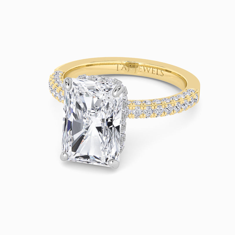 Radiant Cut 3D Pave Double Hidden Halo Lab Diamond Engagement Ring (1ct+)