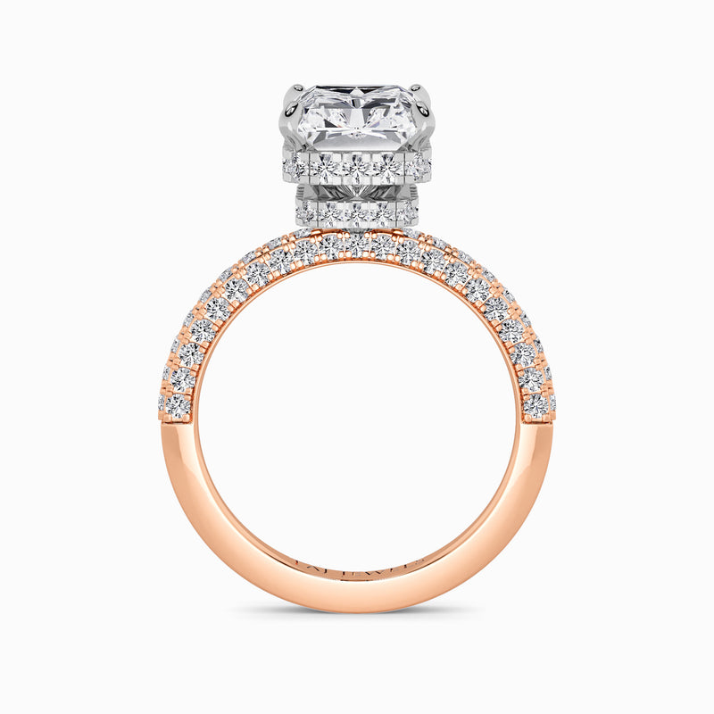 Radiant Cut 3D Pave Double Hidden Halo Lab Diamond Engagement Ring (1ct+)