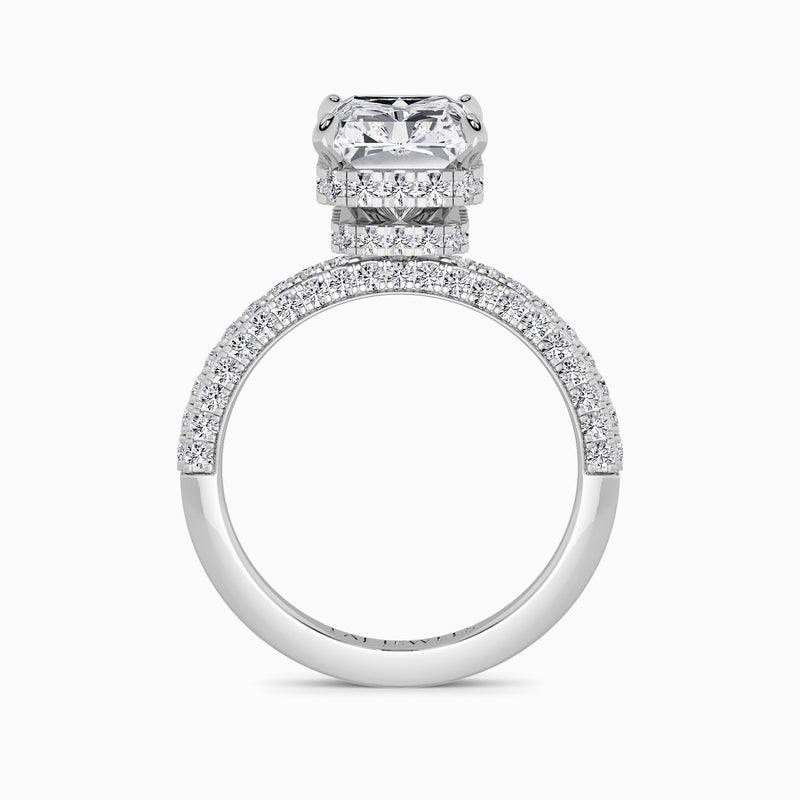 Radiant Cut 3D Pave Double Hidden Halo Lab Diamond Engagement Ring (1ct+)