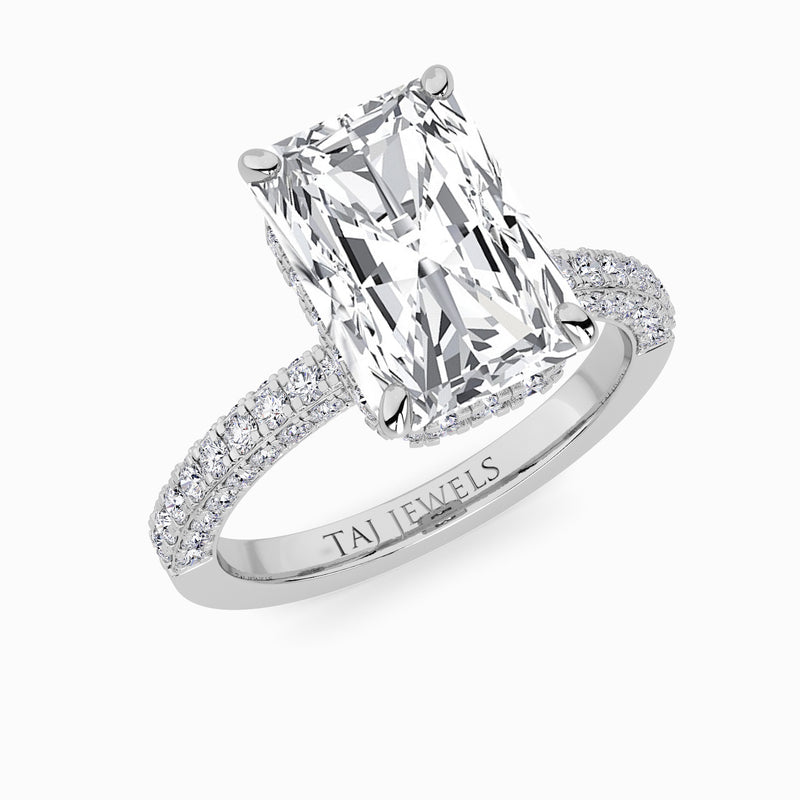 Radiant Cut 3D Pave Double Hidden Halo Lab Diamond Engagement Ring (1ct+)