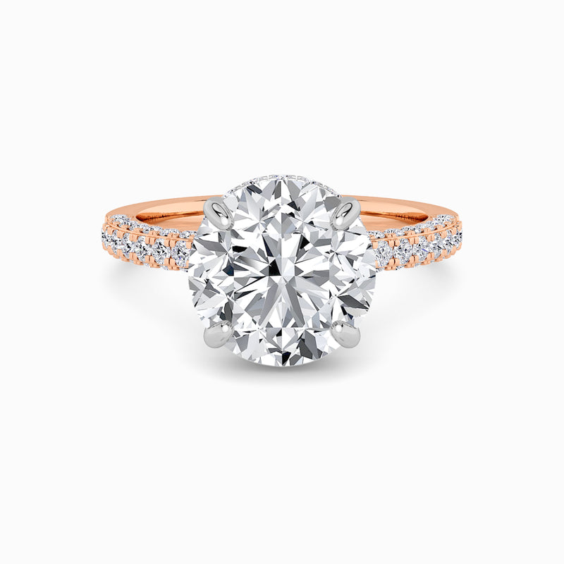 Round Brilliant Cut 3D Pave Double Hidden Halo Lab Diamond Engagement Ring (1ct+)