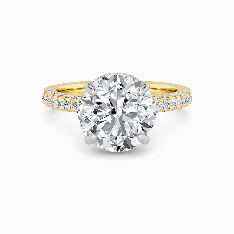 Round Brilliant Cut 3D Pave Double Hidden Halo Lab Diamond Engagement Ring (1ct+)