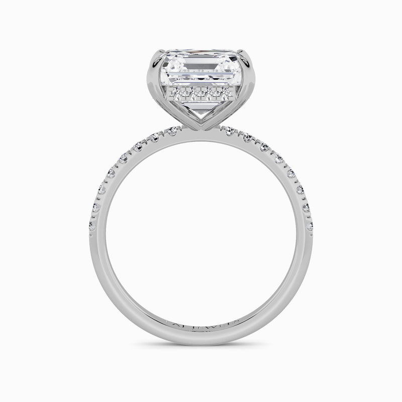 Asscher Cut Shoulder Set Lab Diamond Engagement Ring (Floating Head) (1ct+)