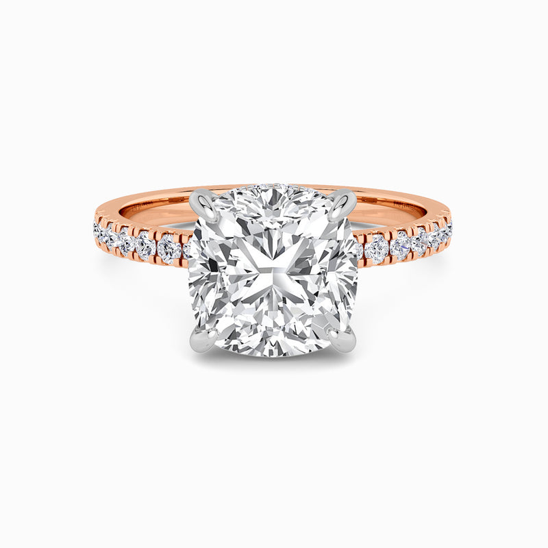 Cushion Cut Shoulder Set Lab Diamond Engagement Ring (Floating Head) (1ct+)