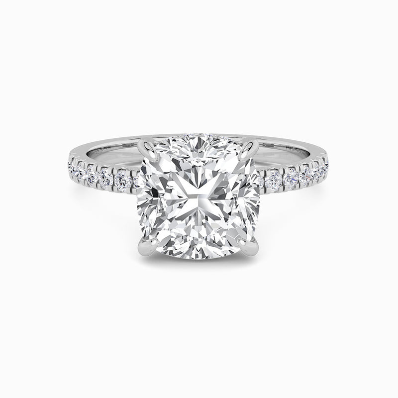 Cushion Cut Shoulder Set Lab Diamond Engagement Ring (Floating Head) (1ct+)