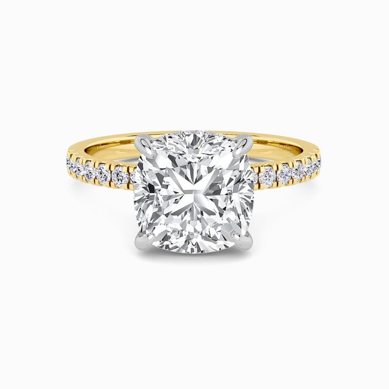 Cushion Cut Shoulder Set Lab Diamond Engagement Ring (Floating Head) (1ct+)