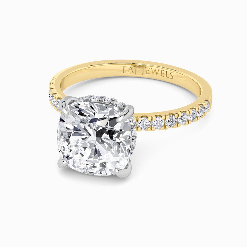 Cushion Cut Shoulder Set Lab Diamond Engagement Ring (Floating Head) (1ct+)