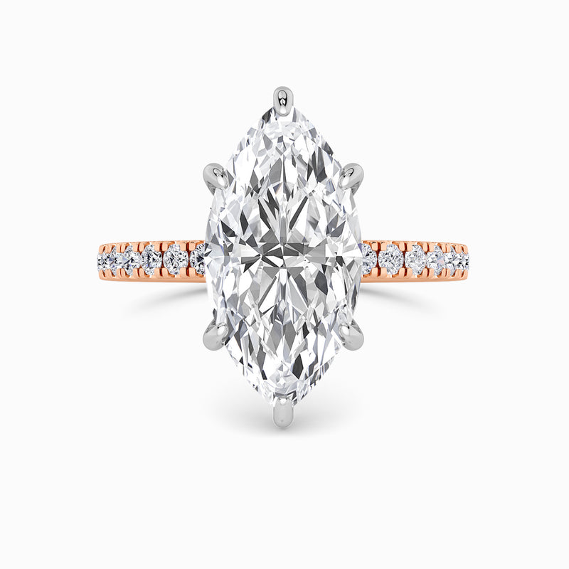 Marquise Brilliant Cut Shoulder Set Lab Diamond Engagement Ring (Floating Head) (1ct+)