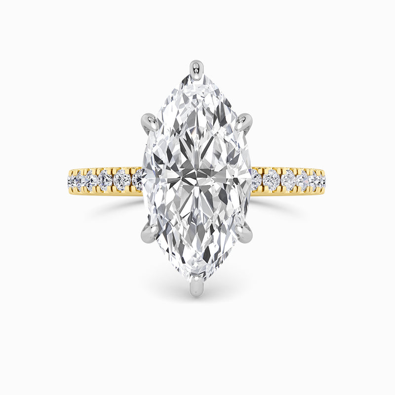 Marquise Brilliant Cut Shoulder Set Lab Diamond Engagement Ring (Floating Head) (1ct+)