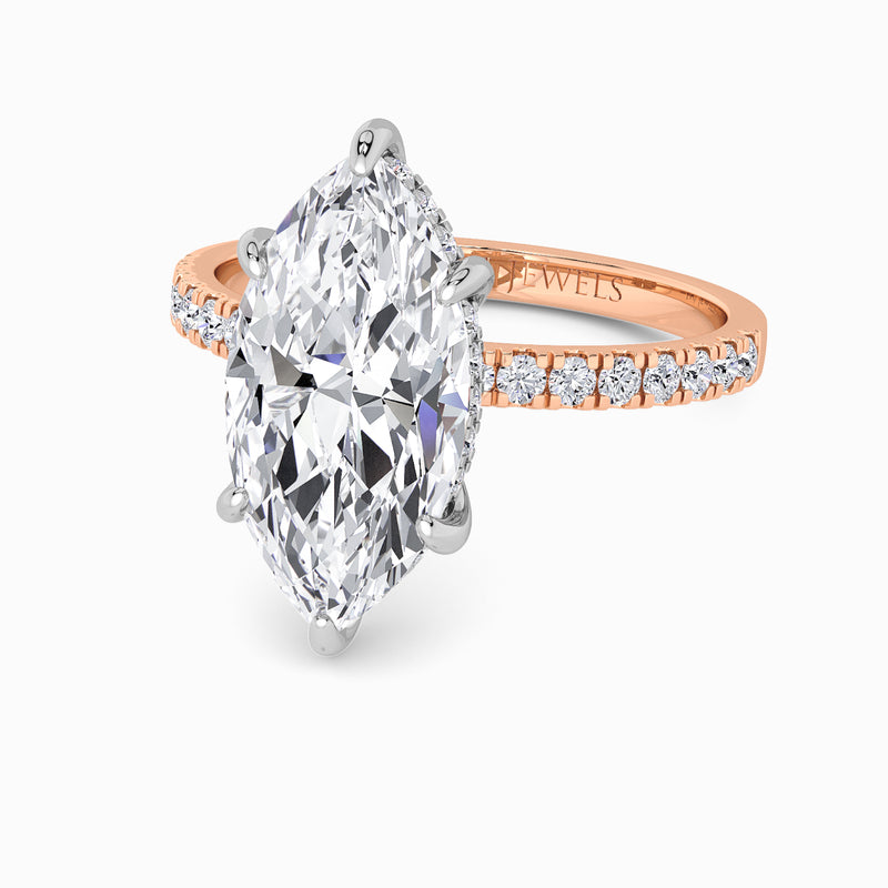 Marquise Brilliant Cut Shoulder Set Lab Diamond Engagement Ring (Floating Head) (1ct+)