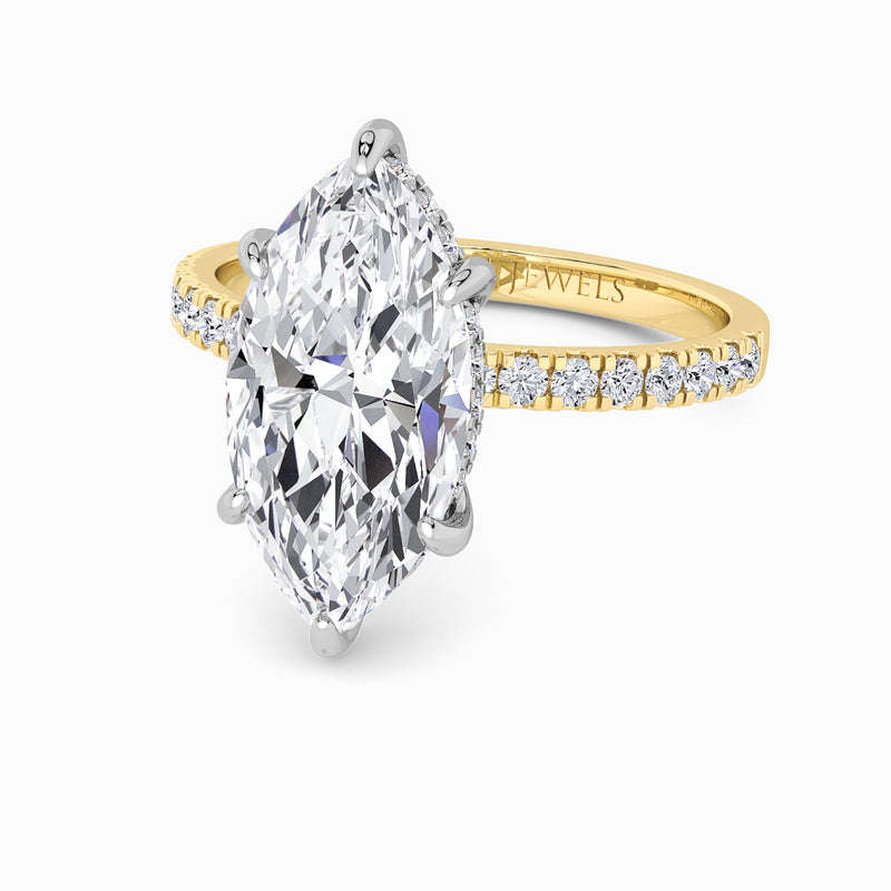 Marquise Brilliant Cut Shoulder Set Lab Diamond Engagement Ring (Floating Head) (1ct+)