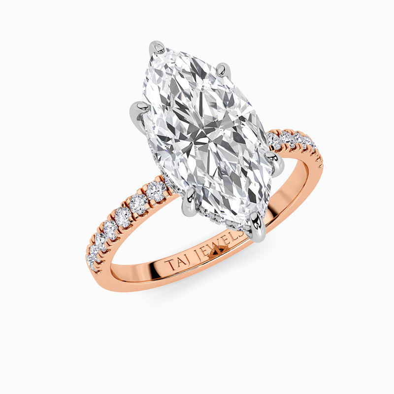 Marquise Brilliant Cut Shoulder Set Lab Diamond Engagement Ring (Floating Head) (1ct+)