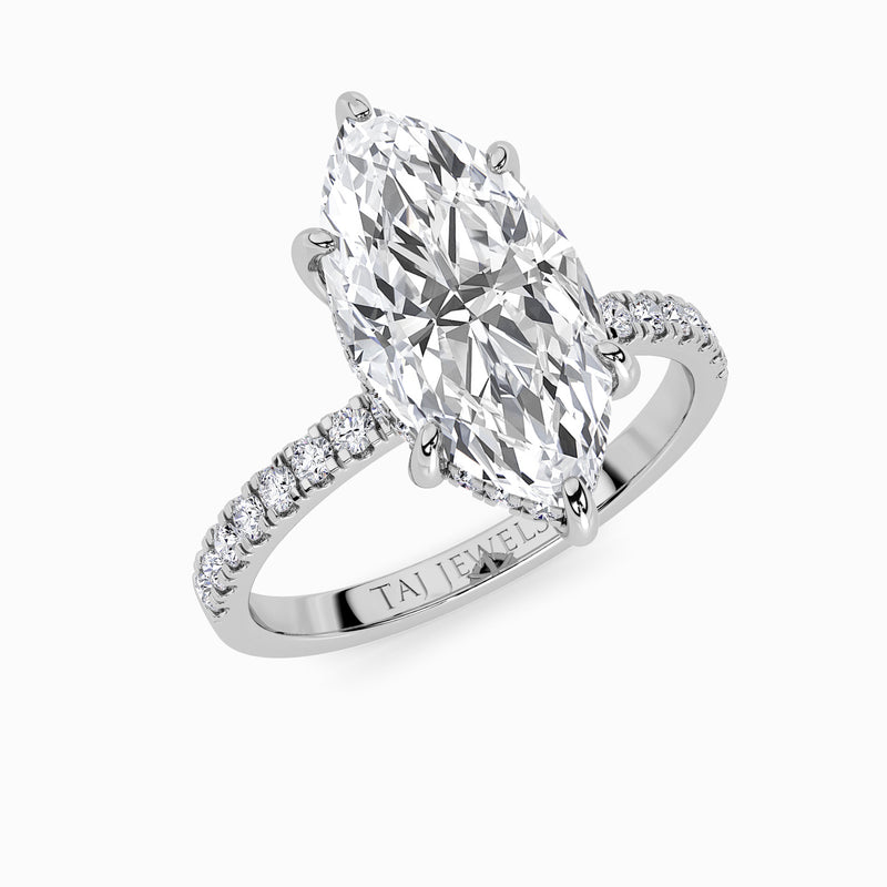 Marquise Brilliant Cut Shoulder Set Lab Diamond Engagement Ring (Floating Head) (1ct+)