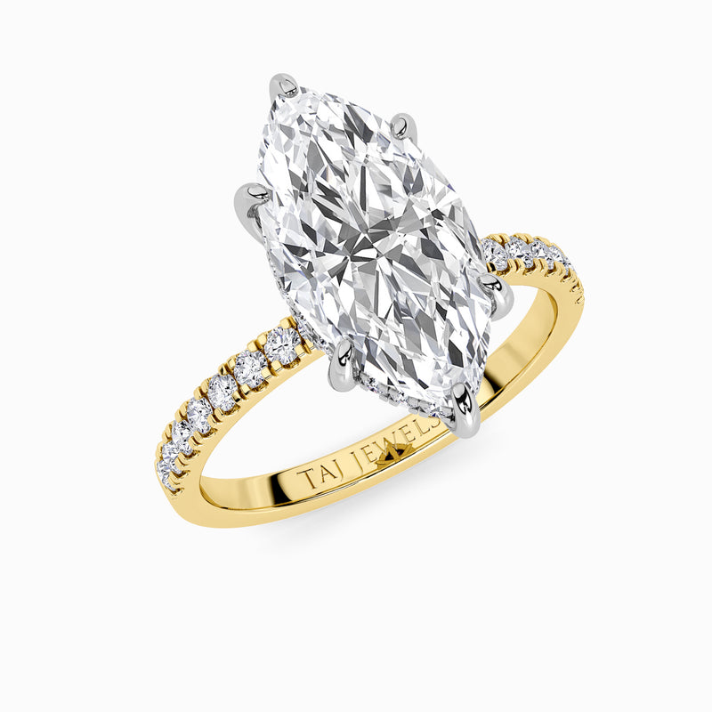 Marquise Brilliant Cut Shoulder Set Lab Diamond Engagement Ring (Floating Head) (1ct+)