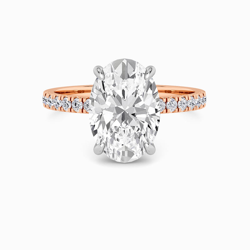 Oval Brilliant Cut Shoulder Set Lab Diamond Engagement Ring (Floating Head) (1ct+)