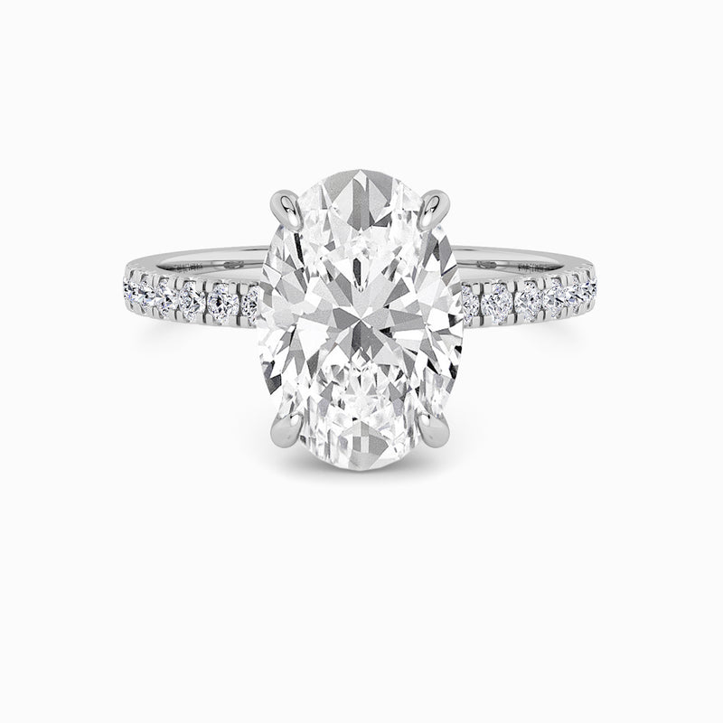 Oval Brilliant Cut Shoulder Set Lab Diamond Engagement Ring (Floating Head) (1ct+)