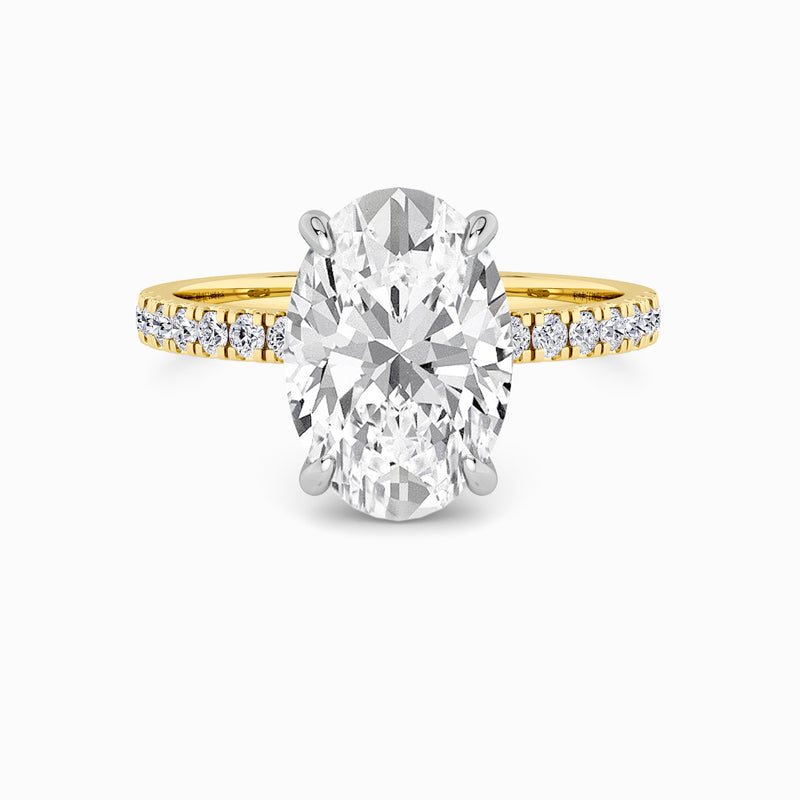 Oval Brilliant Cut Shoulder Set Lab Diamond Engagement Ring (Floating Head) (1ct+)