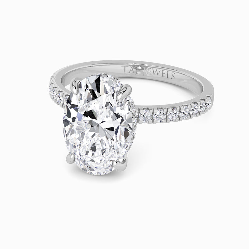 Oval Brilliant Cut Shoulder Set Lab Diamond Engagement Ring (Floating Head) (1ct+)