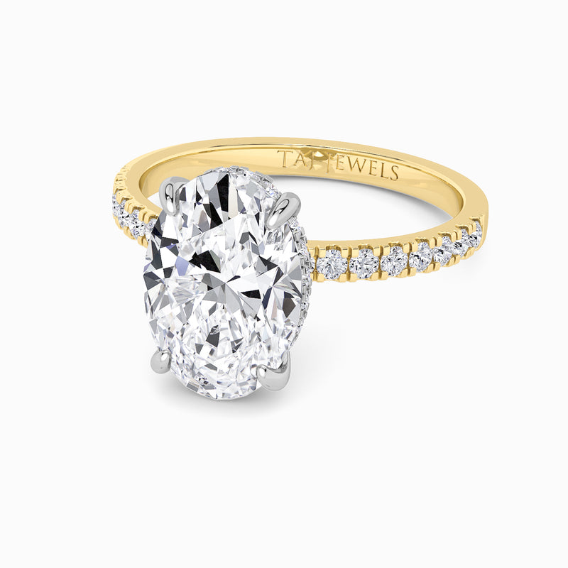 Oval Brilliant Cut Shoulder Set Lab Diamond Engagement Ring (Floating Head) (1ct+)