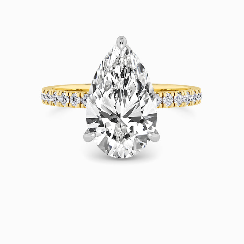 Pear Brilliant Cut Shoulder Set Lab Diamond Engagement Ring (Floating Head) (1ct+)