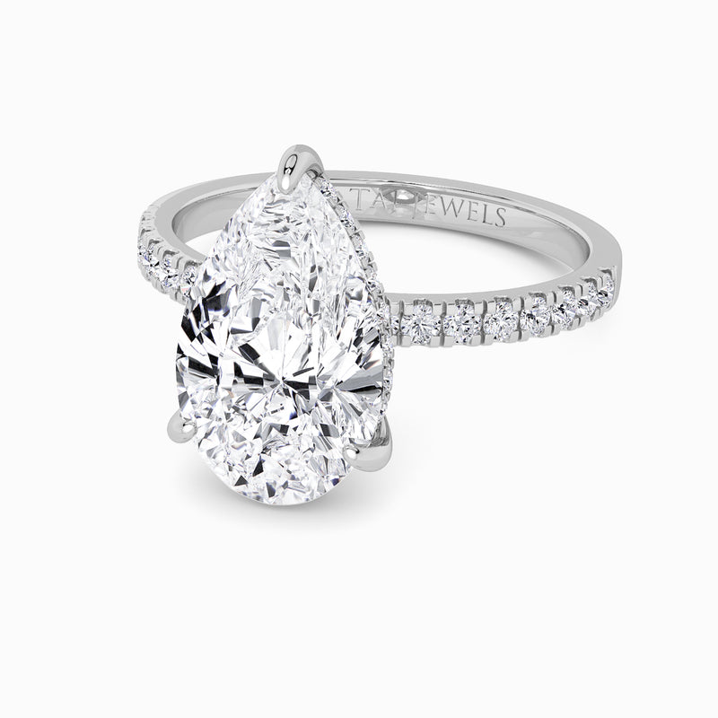 Pear Brilliant Cut Shoulder Set Lab Diamond Engagement Ring (Floating Head) (1ct+)