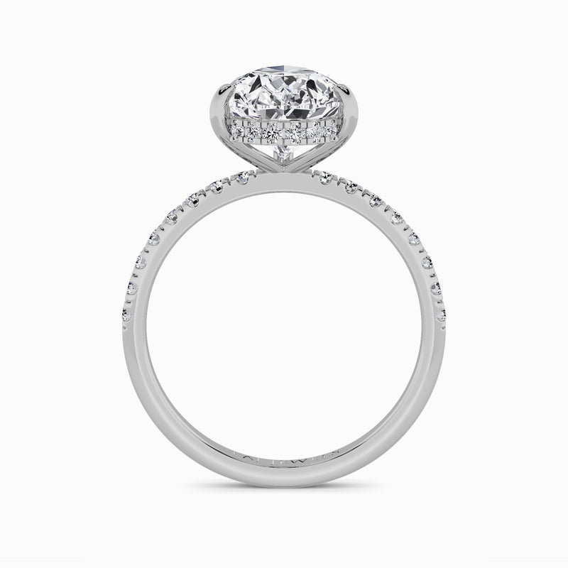 Pear Brilliant Cut Shoulder Set Lab Diamond Engagement Ring (Floating Head) (1ct+)