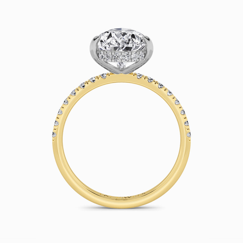 Pear Brilliant Cut Shoulder Set Lab Diamond Engagement Ring (Floating Head) (1ct+)